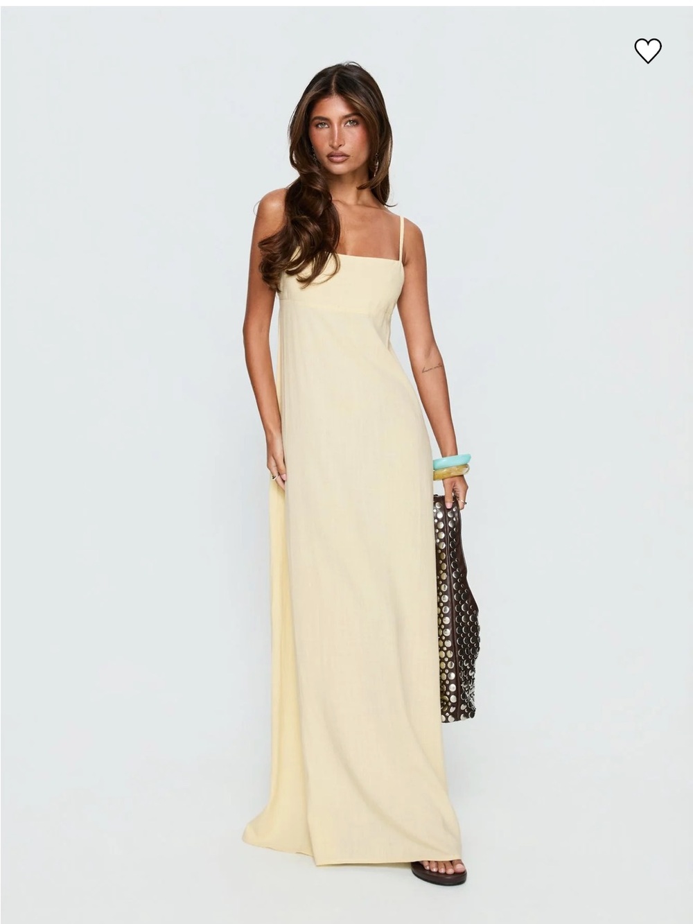 Princess Polly Pale Yellow Maxi Slip Dress with Spaghetti Straps